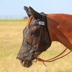 Cashel Quiet Ride Horse Fly Mask with Long Nose & Ears, Black, Yearling