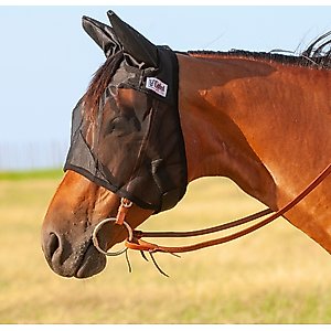 Cashel Quiet Ride Horse Fly Mask with Ears, Black, Draft