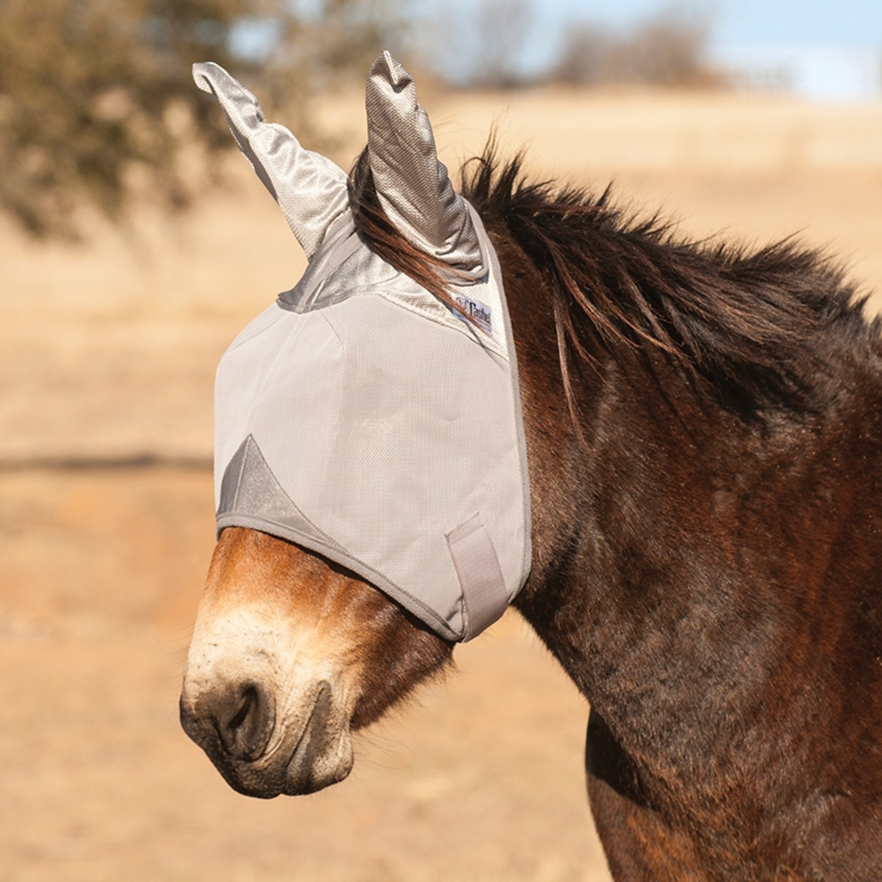 Cashel Crusader Mule Fly Mask with Ears, Grey, Mule Draft