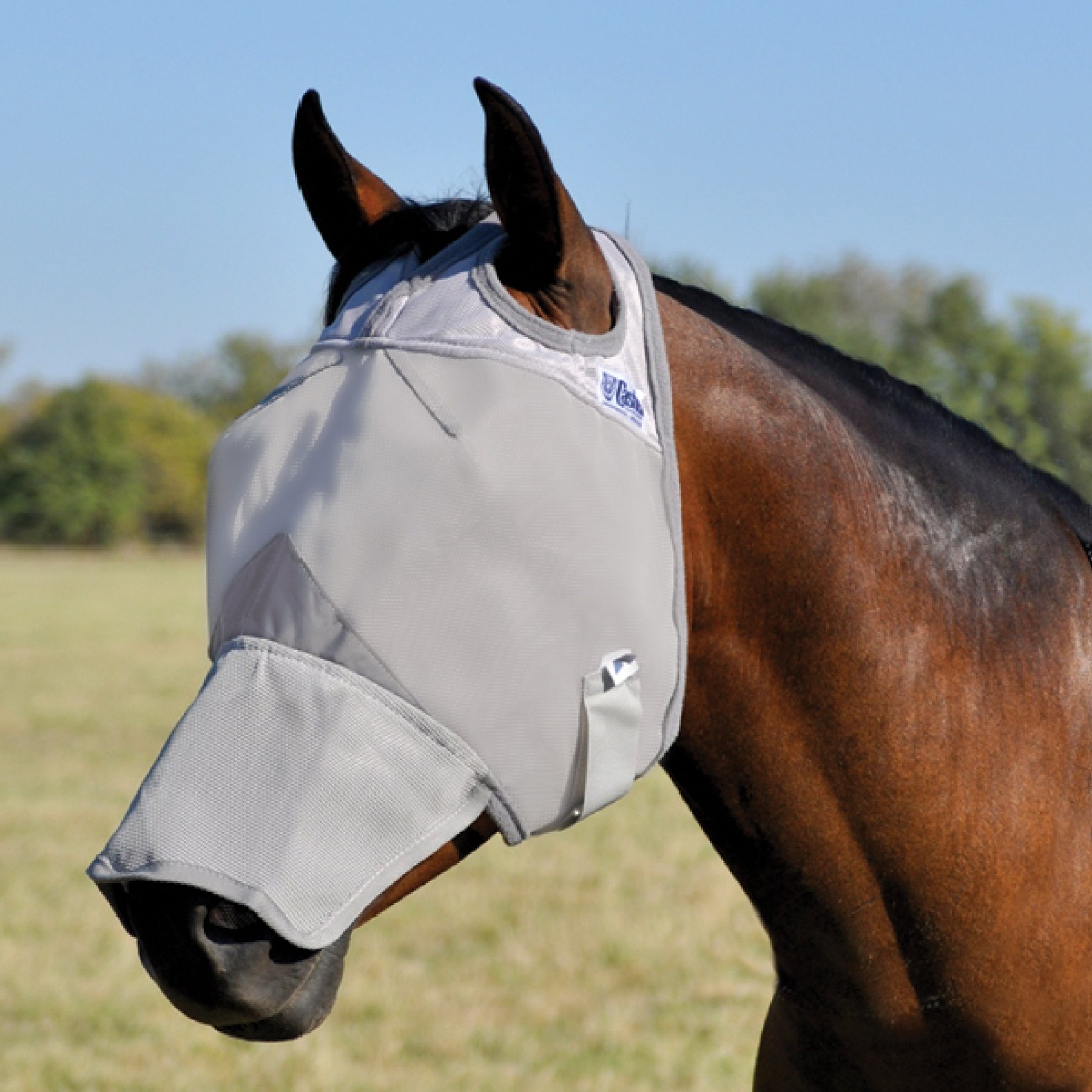 Cashel Crusader Horse Fly Mask with Long Nose, Grey, Draft