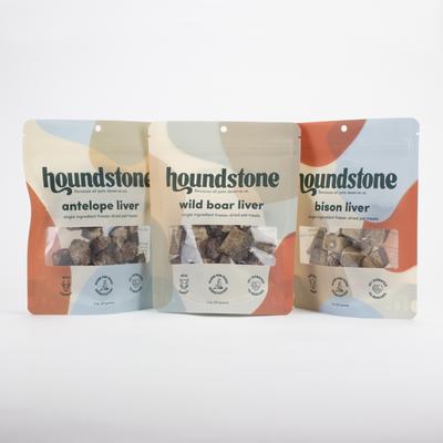 Show full view: Houndstone Bison Liver Freeze-Dried Dog Treats, 2-oz bag slide 5 of 6
