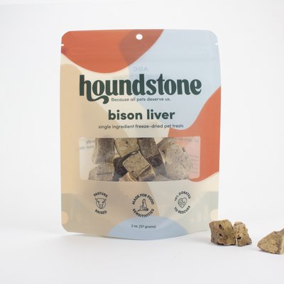 Houndstone Houndstone Bison Liver Freeze-Dried Dog Treats, 2-oz bag