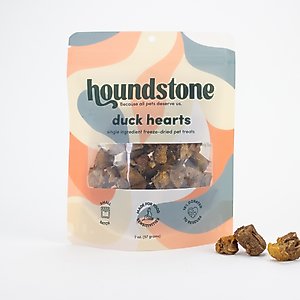 Houndstone Duck Hearts Freeze-Dried Dog Treats, 2-oz bag