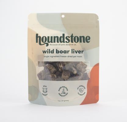 Show full view: Houndstone Wild Boar Liver Freeze-Dried Dog Treats, 2-oz bag slide 3 of 6