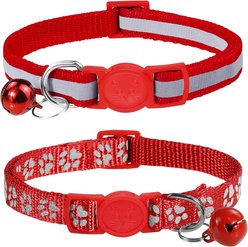SunGrow Nylon Printed Reflective with Bell Cat Collar, Red, Small, 7.5-in neck, 3/8-in wide slide 2 of 3