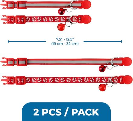 Show full view: SunGrow Nylon Printed Reflective with Bell Cat Collar, Red, Small, 7.5-in neck, 3/8-in wide, 2 count slide 3 of 3