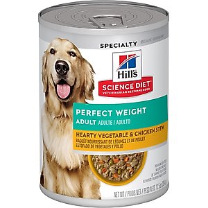 Hill's Science Diet Adult Perfect Weight Management Hearty Vegetable & Chicken Stew Wet Dog Food, 12.5-oz can, case of 4