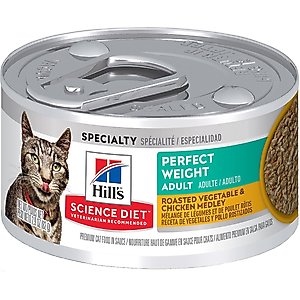 Hill's Science Diet Adult Perfect Weight Management Roasted Vegetable & Chicken Medley Wet Cat Food, 2.9-oz can, case of 4