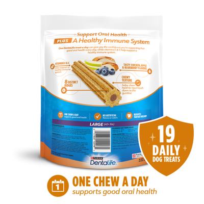 Show full view: DentaLife Plus Immune Support Chicken, Apple & Blueberry Flavor Large Dog Dental Treats, 19 count (original) slide 3 of 12