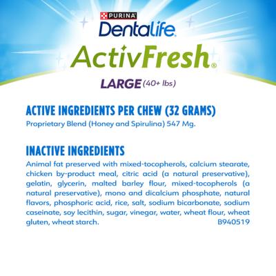 Show full view: DentaLife ActivFresh Daily Oral Care Breath Control Adult Large Breed Dental Dog Treats, 21 count slide 7 of 12