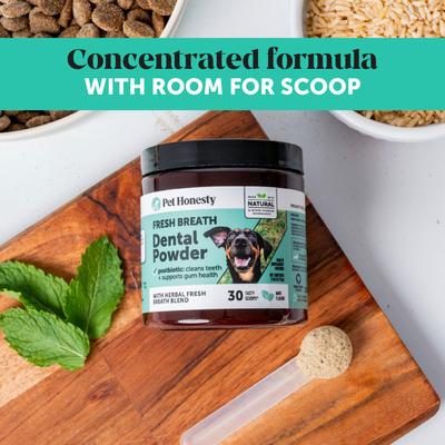 Show full view: Pet Honesty Fresh Breath Freshener Mint Flavored Dental Powder for Dogs, 10.5-oz jar slide 9 of 11