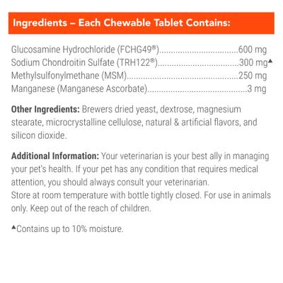Show full view: Nutramax Cosequin Joint Health Supplement with Glucosamine, Chondroitin & MSM Chewable Tablets for Dogs, 250 count slide 8 of 12