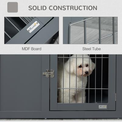 Show full view: jansno Double Door Lock End Table Dog Crate, Gray slide 7 of 7