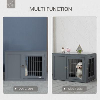 Show full view: jansno Double Door Lock End Table Dog Crate, Gray slide 4 of 7
