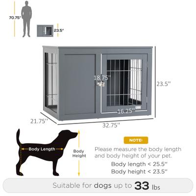 Show full view: jansno Double Door Lock End Table Dog Crate, Gray slide 6 of 7