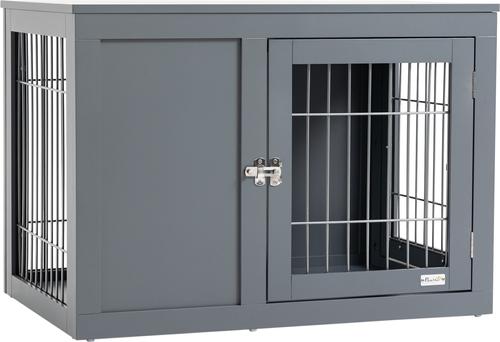 Show full view: jansno Double Door Lock End Table Dog Crate, Gray slide 2 of 7