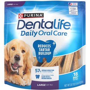 DentaLife Daily Oral Care Tartar Control Adult Large Breed Dental Dog Treats, 18 count