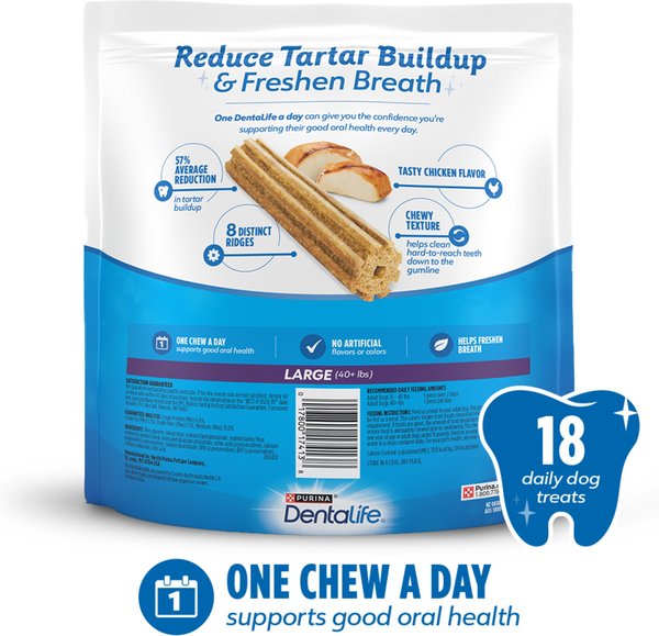 Show full view: DentaLife Daily Oral Care Chicken Flavor Large Dental Dog Treats, 18 count slide 3 of 12
