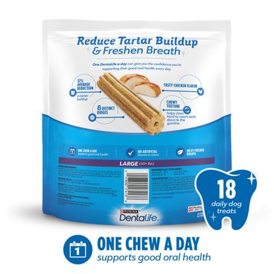 Show full view: DentaLife Daily Oral Care Chicken Flavor Large Adult Dental Dog Treats, 18 count pouch slide 3 of 12