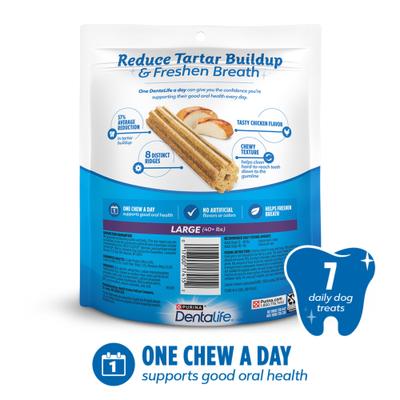 Show full view: DentaLife Daily Oral Care Chicken Flavor Large Adult Dental Dog Treats, 7 count pouch slide 3 of 12