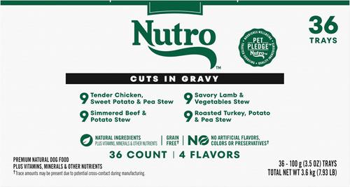 Show full view: Nutro Grain-Free Beef, Chicken, Turkey & Lamb Stew Cuts in Gravy Variety Pack Adult Wet Dog Food, 3.5-oz tray, case of 36 slide 3 of 11