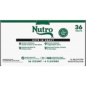 Nutro Grain-Free Beef, Chicken, Turkey & Lamb Stew Cuts in Gravy Variety Pack Adult Wet Dog Food, 3.5-oz tray, case of 36
