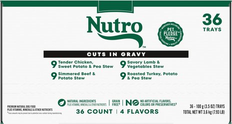 Nutro Grain-Free Beef, Chicken, Turkey & Lamb Stew Cuts in Gravy Variety Pack Adult Wet Dog Food, 3.5...