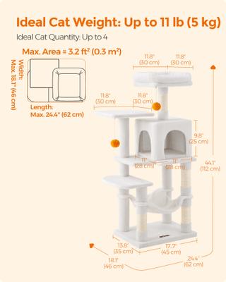 Show full view: FEANDREA Multi-Level 44.1-in Plush Cat Tree & Condo, Cream White slide 5 of 5