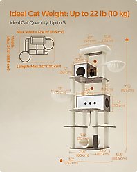 FEANDREA Multi-Level 77.5-in Plush Cat Tree & Condo, Heather Greige
