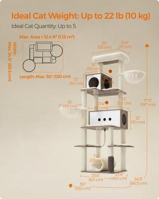 Show full view: FEANDREA Multi-Level 77.5-in Plush Cat Tree & Condo, Heather Greige slide 1 of 7