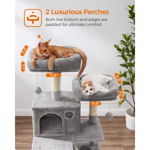 FEANDREA 66.1-in Plush Cat Tree, Light Gray