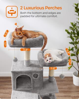 Show full view: FEANDREA 66.1-in Plush Cat Tree, Light Gray slide 6 of 9