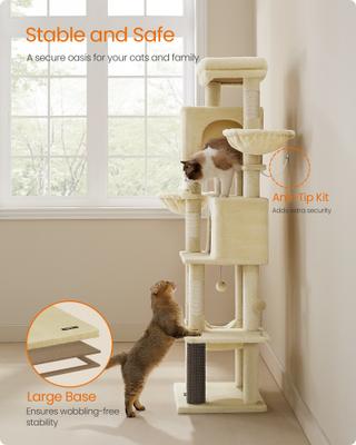 Show full view: FEANDREA Multi-Level 69-in Plush Cat Tree & Condo, Sand Beige slide 7 of 7