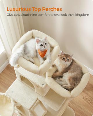 Show full view: FEANDREA 66.1-in Plush Cat Tree, Beige slide 3 of 8