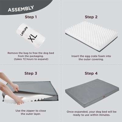 Show full view: Lesure Indoor & Outdoor Waterproof Orthopedic Dog Bed with Removable Cover, Grey, Medium slide 4 of 8