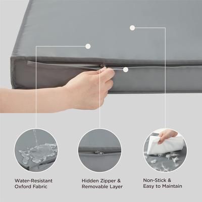 Show full view: Lesure Indoor & Outdoor Waterproof Orthopedic Dog Bed with Removable Cover, Grey, Medium slide 2 of 8