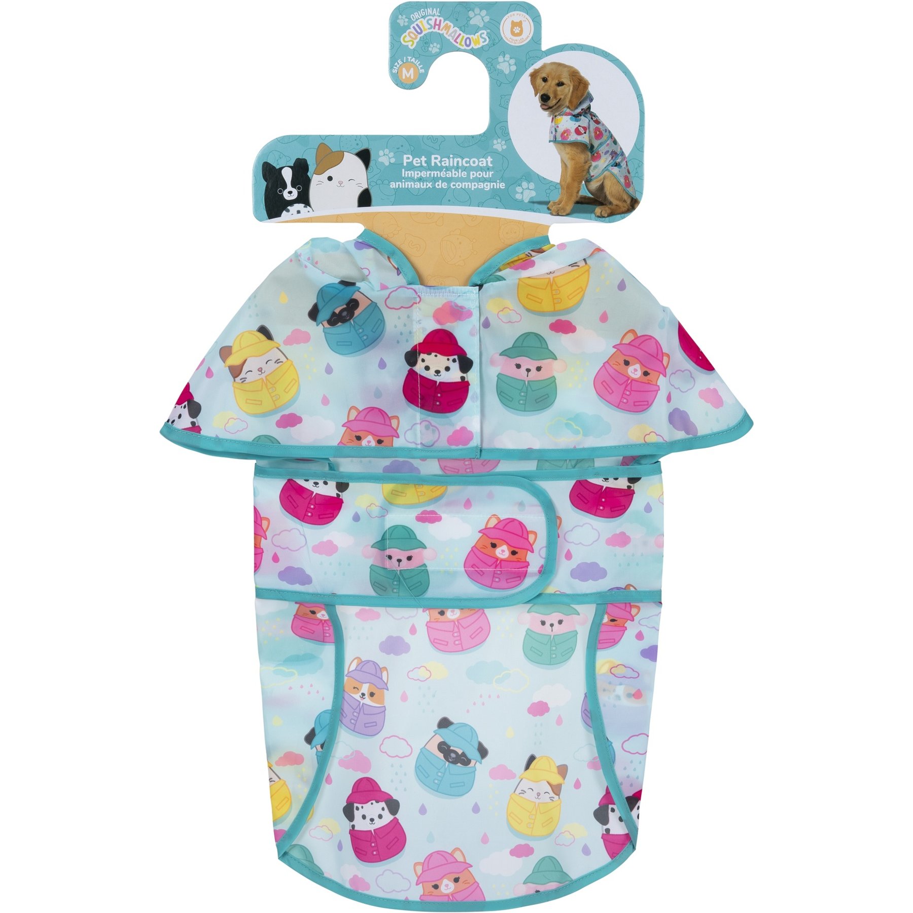 Squishmallows Waterproof & Lightweight Dog & Cat Raincoat, Small