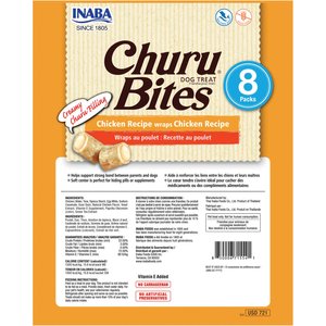 Inaba Churu Bites Wraps Chicken Recipe Grain-Free Soft & Chewy Dog Treats, 0.42-oz, pack of 8