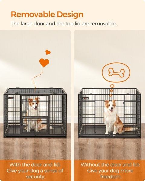 FEANDREA Heavy-Duty Double Door Metal Wire Dog Crate, Black, X-Large ... - Gaps Filled Heavy Duty Dog Crate Plate Materials