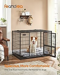 FEANDREA Heavy-Duty Double Door Metal Wire Dog Crate, Black, X-Large