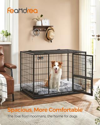 Show full view: FEANDREA Heavy-Duty Double Door Metal Wire Dog Crate, Black, X-Large slide 1 of 8