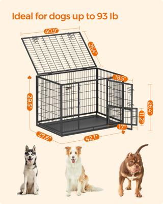 Show full view: FEANDREA Heavy-Duty Double Door Metal Wire Dog Crate, Black, X-Large slide 4 of 8