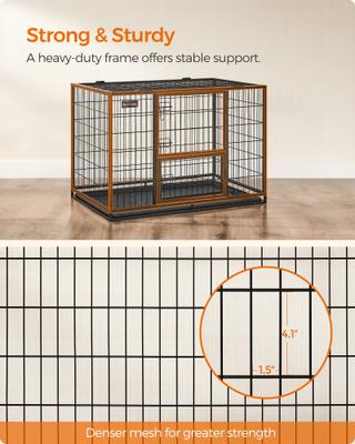 Show full view: FEANDREA Heavy-Duty Double Door Metal Wire Dog Crate, Black, X-Large slide 3 of 8