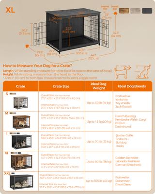 Show full view: FEANDREA Double Door End Table Furniture Style Dog Crate, 44.1 inch, Black slide 5 of 6