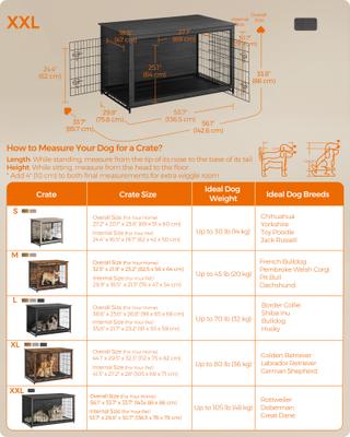 Show full view: FEANDREA Double Door Table Furniture Style Dog Crate, Ink Black, 56.1 inch slide 5 of 6