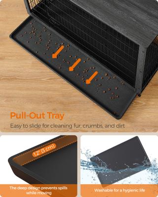 Show full view: FEANDREA Double Door Table Furniture Style Dog Crate, Ink Black, 56.1 inch slide 6 of 6