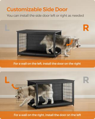 Show full view: FEANDREA Double Door Table Furniture Style Dog Crate, Ink Black, 56.1 inch slide 3 of 6