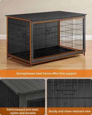 Show full view: FEANDREA Double Door Table Furniture Style Dog Crate, Ink Black, 56.1 inch slide 2 of 6