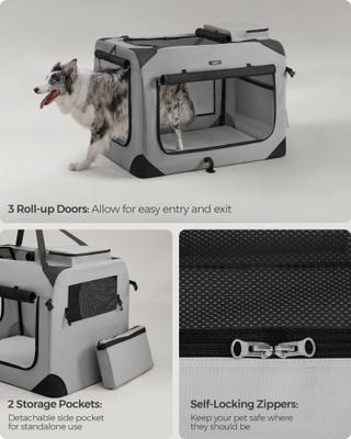 Show full view: FEANDREA Collapsible Soft-Sided Dog Crate, Smoke Gray, 36 inch slide 1 of 6