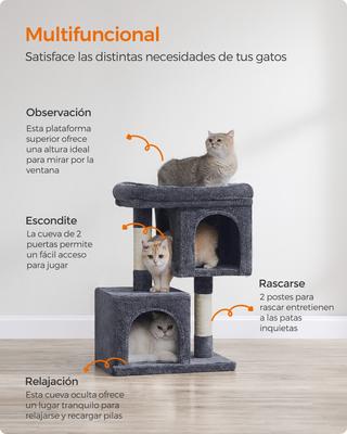 Show full view: FEANDREA 29.1-in Plush Cat Tree & Condo, Smoky Gray slide 5 of 8